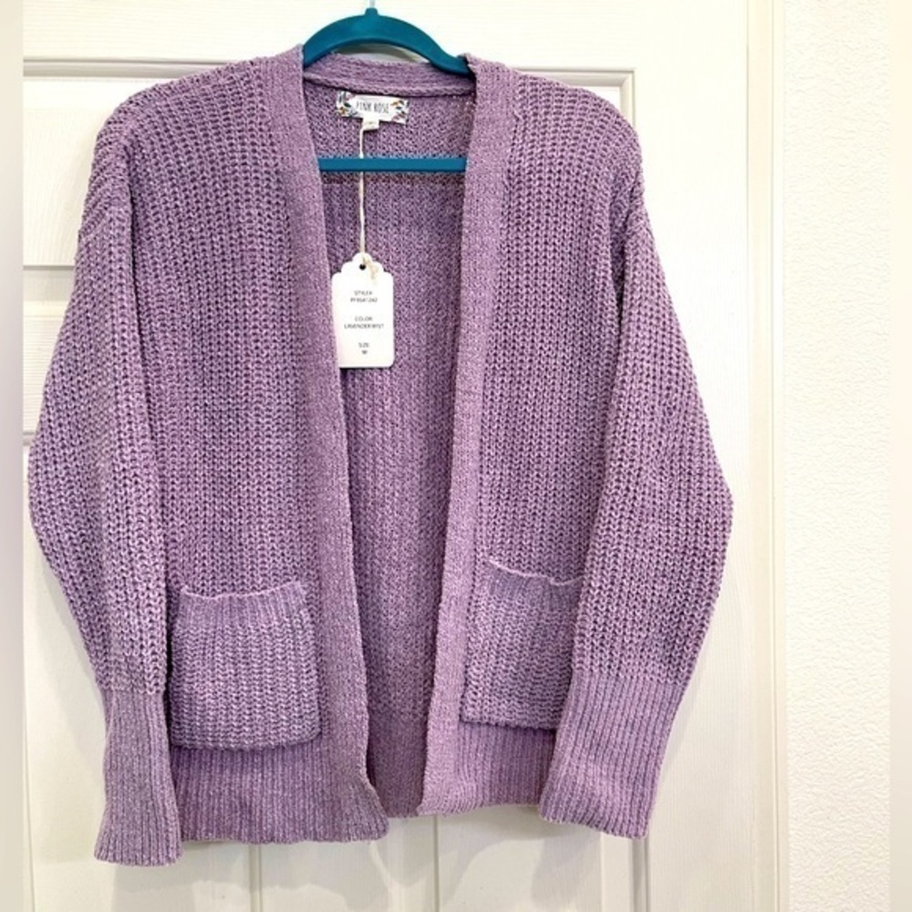 Pink Rose Brand Light Purple Chenille Open Cardigan NWT Size M